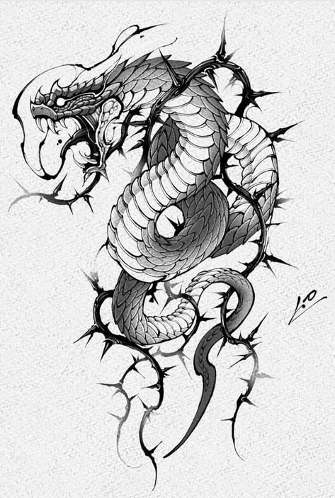 King Cobra Tattoo, Dragon Tattoo Stencil, Tatoo Dog, Japanese Snake Tattoo, Cobra Tattoo, Bone Tattoo, Snake Drawing, Epic Tattoo, Snake Tattoo Design