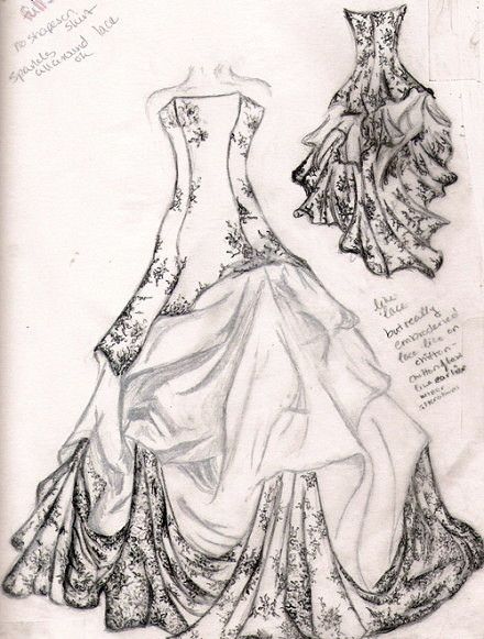 Hand Painted Wedding Dress, Painted Wedding Dress, Wedding Dress Sketches, Fashion Drawing Sketches, Chique Outfits, Fashion Sketches Dresses, Sketches Dresses, Fashion Sketchbook, Dress Design Sketches