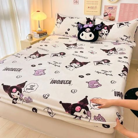 1, 2, 3, 4, 5, or 6? 💖 Tag us to be featured 💕 Sanrio My Melody, Kuromi & Cinnamoroll Fleeced Bed Head Single Sheet 💕🎀💕🎀💕🎀💕 #sheets #kawaii #cute #sanrio #mymelody #aesthetic #harajuku #kuromi #cinnamoroll #sanrio #beddingset #pink #egirl #kurustore Melody Kuromi And Cinnamoroll, Anime My Melody, Animal Action, Fitted Bed, My Melody Kuromi, Sanrio My Melody, Kuromi Cinnamoroll, Fitted Bed Sheets, Notebook Stickers