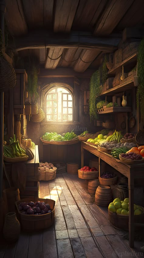 Cute Cottage Interior, Fantasy Cottage Interior, Fantasy House Concept, Casa Do Hobbit, Fantasy Interior, Interior Concept Art, Fantasy Cottage, Medieval Aesthetic, Fantasy Rooms