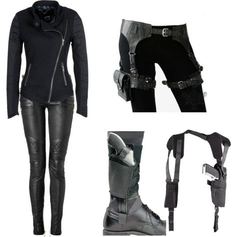 Spy Outfit 3 by thumperrabbit on Polyvore featuring Denham, Holster, Spy Optic, women's clothing, women's fashion, women, female, woman, misses and juniors Mick Rory, Spy Outfit, Leonard Snart, Combat Suit, Marvel Fashion, Warrior Outfit, Holiday Costumes, Cant Help Falling In Love, Fandom Outfits