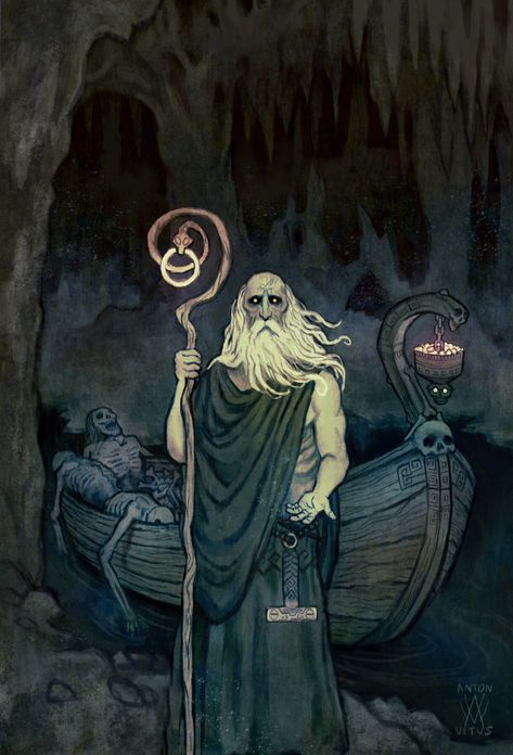 ArtStation - The Ferryman of the Underworld, Anton Vitus Westerlund Underworld Drawing, Queen Of Underworld, Underworld Greek Mythology, Afterlife Art, Hades Underworld, Greek Underworld, The Ferryman, Dead Person, Roman Myth