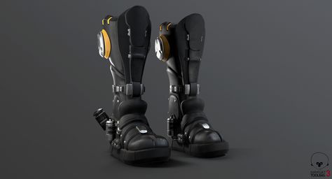 Sci-Fi Boots, Roman Makarenko on ArtStation at https://www.artstation.com/artwork/Lb9Bk Robot Boots, Sci Fi Boots, Cyberpunk Boots, Futuristic Boots, Boots Drawing, Art Deco Typography, Armor Boots, Winter Art Projects, Sci-fi Armor