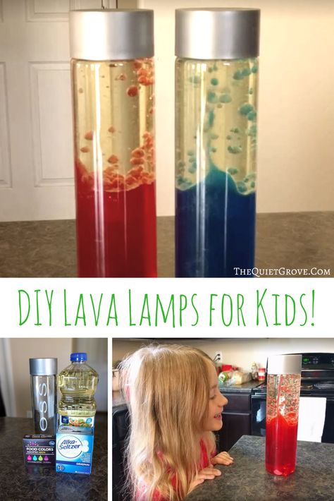 DIY Lava Lamps for Kids! Lava Lamp For Kids, Make A Lava Lamp, Science Crafts, Lava Lamps, Kid Experiments, Sensory Bottles, Science Projects For Kids, Cool Science Experiments, Science Fair Projects