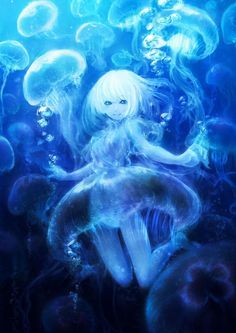 Anime Underwater on Pinterest | Underwater, Underwater City and Jelly Creature Marine, Archangel Raphael, Jellyfish Art, 8bit Art, Have Inspiration, Mermaid Art, 영감을 주는 캐릭터, Awesome Anime, Anime Artwork