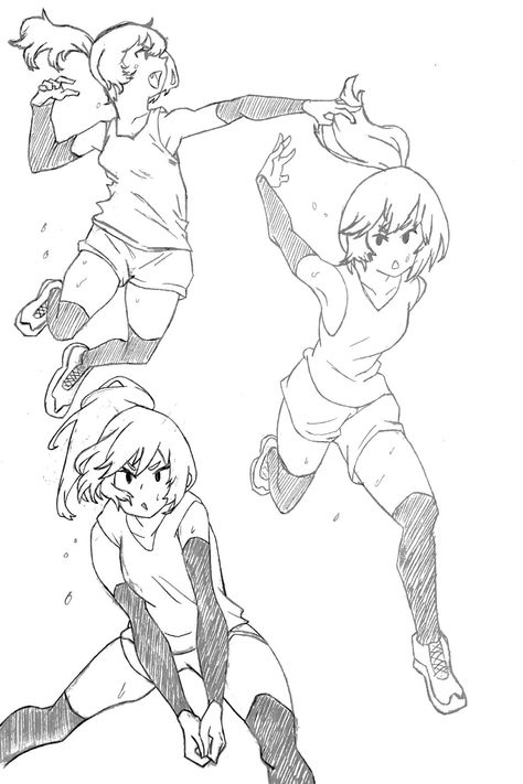 Character design of a volleyball player Volleyball Drawing Ideas, Volleyball Drawing Poses, Volleyball Poses Drawing Reference, Volleyball Player Drawing, Volleyball Net Drawing, Volleyball Sketch, Volleyball Drawing, Manga Sketch, Volleyball Poses