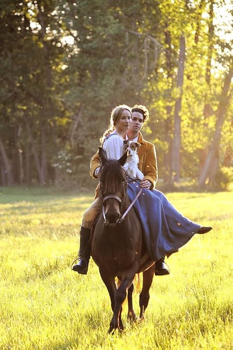 Couple On Horseback, 2 People Riding A Horse, Two People On Horseback, Horse Riding Couple Aesthetic, Couple Riding Horse Together, Two People Riding A Horse, Horse Riding Pose Reference, Couple Horse Riding, Horse Riding Couple