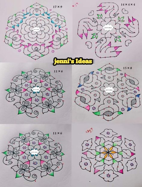 Big Rangoli With Dots, Rangoli Circle, Big Rangoli Designs With Dots, Rangoli Designs With Dots Festivals, Dot Rangoli With Colour, Gadapa Designs, Rangoli Creative, Sankranti Muggulu, Dotted Rangoli