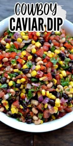 Cowboy Caviar is a colorful blend of fresh ingredients and mild spices. It's a perfect healthy appetizer that is ready in less than 15 minutes. Easy Cowboy Caviar, Cowboy Caviar Dip, Caviar Dip, Caviar Recipes, Cowboy Caviar, Lake Food Ideas Summer, Food Ideas Summer, Best Appetizer Recipes, Lake Food Ideas