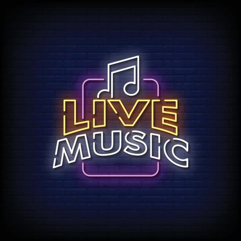 Live Music Neon Signs Style Text Vector Neon Nights, Logo Banners, Cityscape Photos, Heart With Arrow, Background Banner, Marketing Design, Custom Illustration, Custom Branding, Text Effects