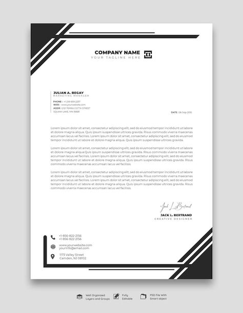 Free PSD modern business and corporate l... | Free Psd #Freepik #freepsd Business Stationary Design, Letterhead Format, Letterhead Template Word, Letter Pad, Business Stationary, Invoice Design, Social Templates, Letterhead Template, Letterhead Design