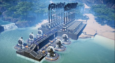 Satisfactory Game Factory Design, Satisfactory Base Design, Satisfactory Factory Design, Sci Fi Laboratory Concept Art, Satisfactory Game, Nms Base, Space Engineers Game, No Man's Sky Game, Sci Fi Building