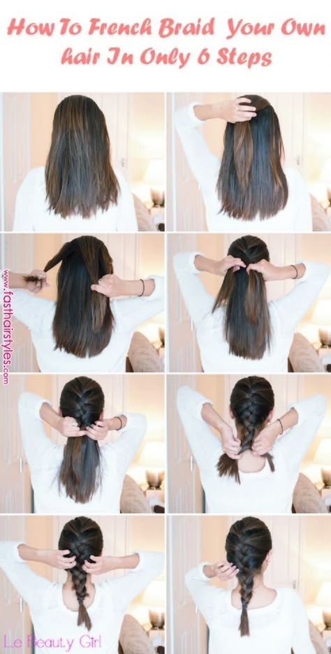 French Braids Black Hair, French Braid Your Own Hair, French Braid Short Hair, Easy French Braid, How To French Braid, Braid Your Own Hair, Braid Your Hair, French Braids Tutorial, Braids Step By Step