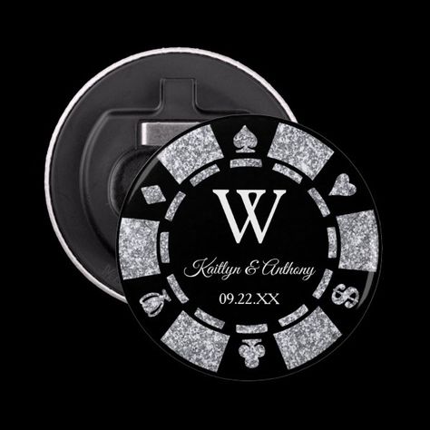 Silver Glitter Poker Chip Casino Wedding Favor Bottle Opener Poker Theme Party, Casino Birthday Party, Wedding Favours Bottles, Casino Wedding, Casino Birthday, Wedding Bottle Opener Favors, Wedding Favor Ideas, Bachelor Party Gifts, Poker Chip