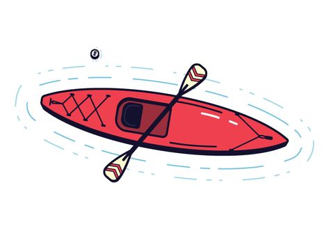 Kayak How To Draw A Kayak, Kayak Drawing Simple, Kayak Doodle, Kayak Tattoos, Kayaking Drawing, Kayak Watercolor, Kayaking Illustration, Kayak Clipart, Kayak Drawing