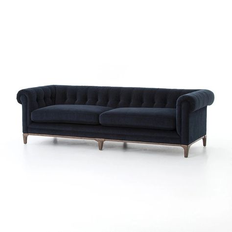 Four Hands | 8 Tufted Chesterfield Sofa, Button Tufted Sofa, Navy Sofa, Tufted Sofa, Up House, Exposed Wood, Chesterfield Sofa, Velvet Sofa, Barndominium