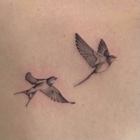 Bird Silhouette Tattoos For Women, Lark Tattoo Birds, Shatter Me Series Tattoo Ideas, Shatter Me Bird, 2 Swallows Tattoo, Shatter Me Tattoo Ideas, Tattoo Golondrina, Lark Tattoo, Bird Design Tattoo