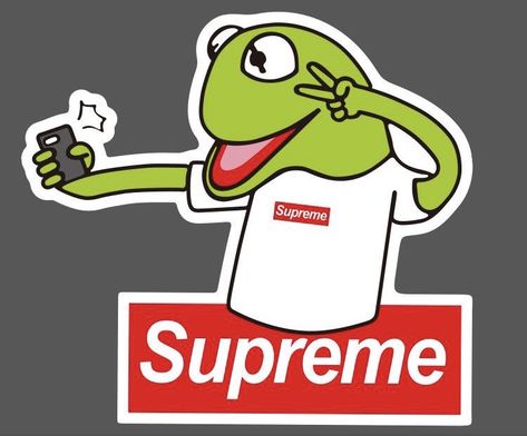 Supreme Frog Poster, Hype Beast, Sticker Printing, Kermit The Frog, Phone Stickers, Box Logo, Vinyl Art, Decals Stickers, Poster Print