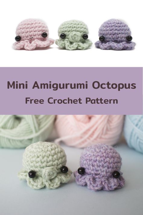 Mini Octopus Amigurumi Pattern Mini Octopus Amigurumi Free Pattern, Micro Crochet Octopus, Crochet Mini Keychain Amigurumi Patterns, Small Octopus Crochet Pattern Free, Mini Octopus Crochet Pattern No Sew, Crochet Octopus Free Pattern Easy, Crochet Projects Octopus, Free Mini Octopus Crochet Pattern, Mini Arugami Crochet