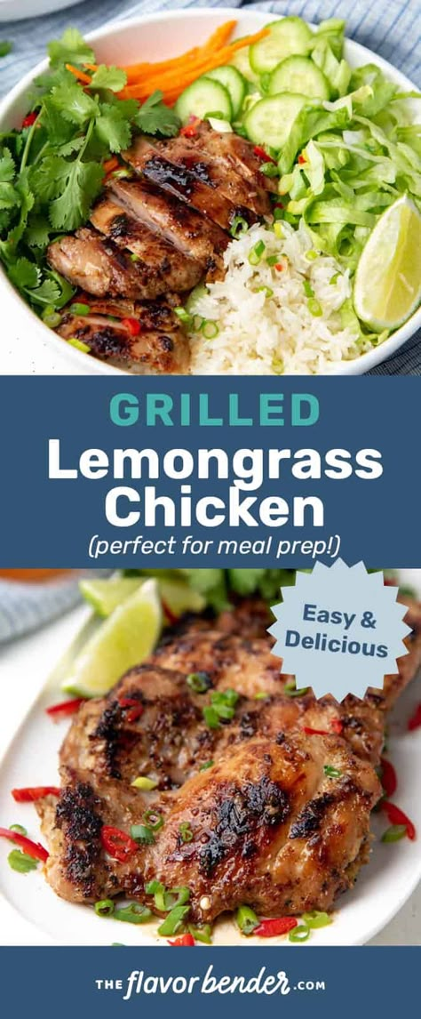 Grilled Lemongrass Chicken, Vietnamese Lemongrass Chicken, Lemongrass Chicken Recipe, Lemon Grass Chicken, Lemongrass Recipes, Vietnamese Recipe, Crispy Chicken Burgers, Lemongrass Chicken, Chicken Bowls