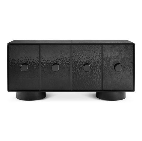 Liang & Eimil Sintra Black Wave Ash Veneer Sideboard Chaise Lounge Bedroom, Sideboard Black, Fire Pit Bbq, Book Artwork, Black Sideboard, How To Dress A Bed, Furniture Trends, Box Bed, Contemporary Interiors