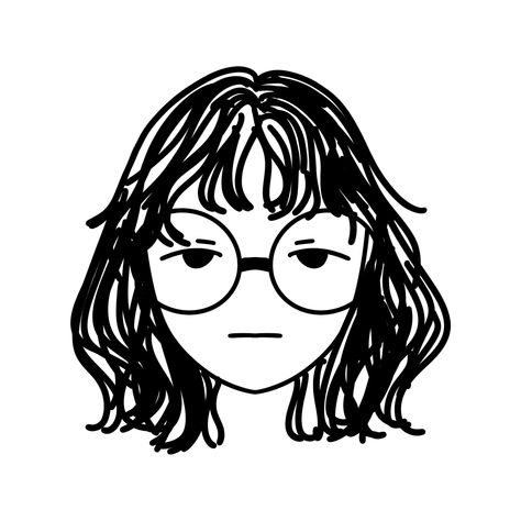 Simple drawing of a girl with glasses. History Icon Aesthetic, Girl With Glasses Cartoon, Professional Pfp, Neutral Pfp, Pfp Black And White, Me Character, Her Laugh, 심플한 그림, Cartoon Pfp