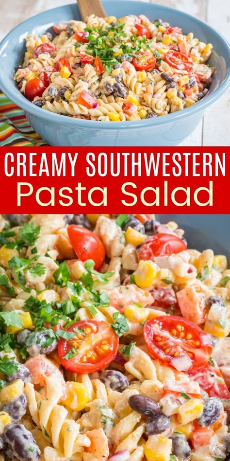 Creamy Mexican Pasta, Southwestern Dressing, Southwestern Pasta Salad, Southwestern Pasta, Southwest Pasta, Southwest Sauce, Southwest Pasta Salad, Mexican Pasta Salad, Gluten Free Pasta Salad