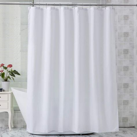 This Under-$20 Shower Curtain Is So Good, It Doesn’t Require a Liner Color Shower Curtain, Shower Curtain White, Solid Color Shower Curtain, Bathroom Appliances, Black White Bathrooms, Curtain White, Bathroom Shower Curtain Sets, Plastic Shower Curtain, Baby Baden