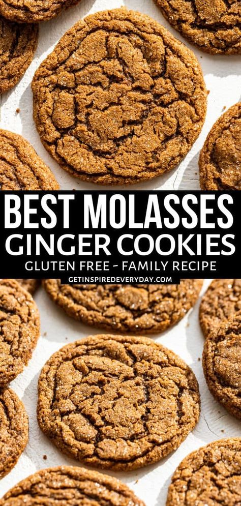 Molasses Ginger Cookies Gluten Free Molasses Cookies, Molasses Ginger Cookies, Spiced Cookies, Paleo Friendly Desserts, Ginger Cookie Recipes, Classic Old Fashioned, Gingersnap Cookies, Healthy Treats Recipes, Ginger Molasses