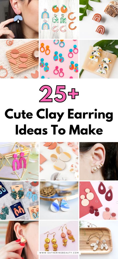 Polymer Earrings Ideas, Polymer Clay Earrings Easy, Polymer Clay Earrings Diy Tutorials, Clay Earring Ideas, Polymer Clay Projects Diy, Realistic Paper Flowers, Earring Making Tutorials, Easy Jewelry Making Ideas, Easy Polymer Clay