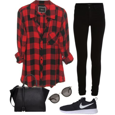 idiot-el.tumblr.com VILA jeans, NIKE sneakers and Fendi handbags Red Checkered Shirt, Red Checked Shirt, Black Flannel Shirt, Red Flannel Shirt, Red And Black Shirt, Black Plaid Shirt, Red Long Sleeve Tops, Tartan Shirt, Red Long Sleeve Shirt