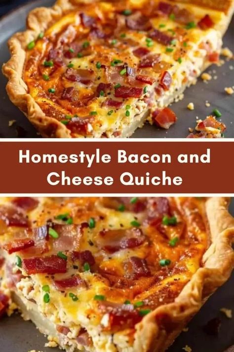 Bacon Egg And Cheese Quiche, Bacon Cheddar Quiche, Savory Quiche, Quiche Breakfast, Bacon And Cheese Quiche, Cheese Quiche Recipe, Breakfast Quiche Recipes, Buttery Pie Crust, Bacon Quiche