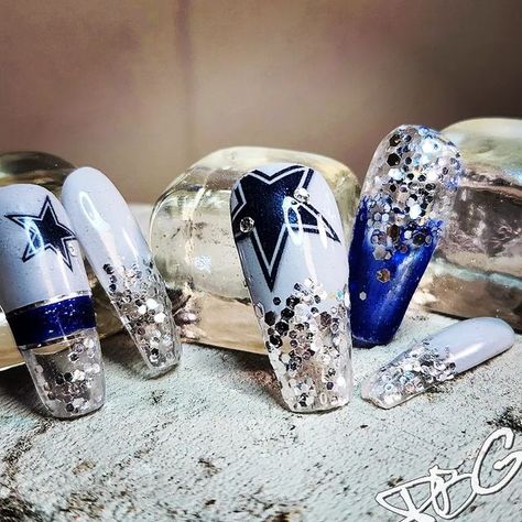 Nfl Cowboys Nails, Dallas Cowboys Gel Nails, Dallas Cowboys Nails Acrylics, Dallas Cowboy Nails, Dallas Cowboys Nail Designs, Cowboys Nails, Dallas Cowboys Nails, Cowboy Nails, Football Nails