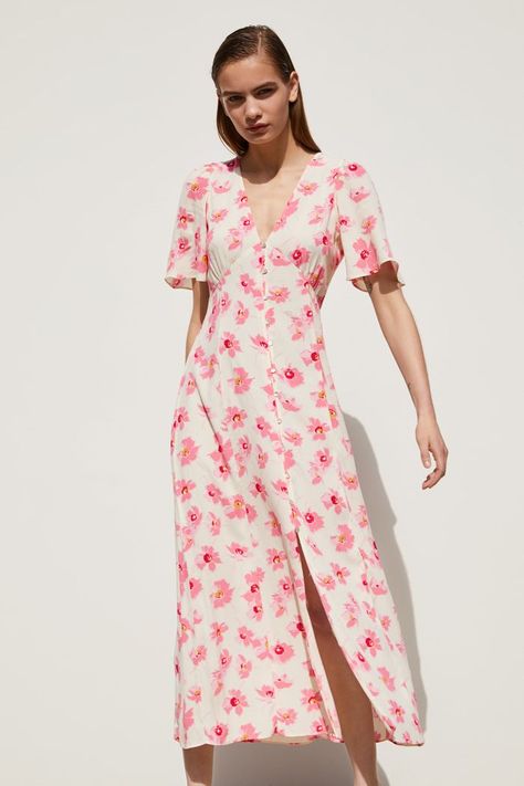 Zara Floral Print Dress, Women Dresses Casual Summer, Zara Floral Dress, Pink Floral Maxi Dress, Nyc Girl, Zara Dress, Cocktail Party Dress, Casual Summer Dresses, Cheap Dresses