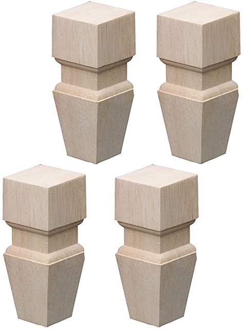 RXBFD Wooden Furniture Feet, Heavy Duty Furniture Legs, Unfinished Bun Feet for Cabinet Sofa Ottoman TV Stand Loveseat Dresser, Easy to Install Wood Legs for Furniture, Set of 4 - - Amazon.com Sofa Legs Design Wooden, Sofa Wooden Leg Design, Furniture Feet Wood, Sofa Legs Wooden, 2×6 Dresser Legs, Legs For Furniture, Cabinet Feet, Diy Living Room Furniture, Unfinished Cabinets