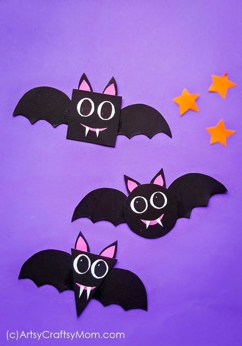 Bats Crafts Preschool, Halloween Bats Crafts, Paper Bats, Bats For Kids, Craft For Preschoolers, Bat Craft, Uhyggelig Halloween, Halloween Crafts Preschool, Halloween Crafts For Toddlers