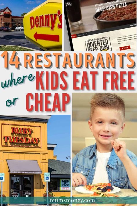 Finding a restaurant where kids eat free or cheap can be tough. But don't worry, we've got you covered! Check out this roundup of 14 restaurants where your little ones can chow down for cheap or even for free. Bon appétit! Games For Kids At Restaurant Free, Cheap Eats Times Square, Dairy Free Fast Food Guide, Cheap Places To Eat In Las Vegas, Cheap Fast Food, Kids Eat Free Restaurants, Downsizing Tips, Kids Restaurants, Eat On A Budget