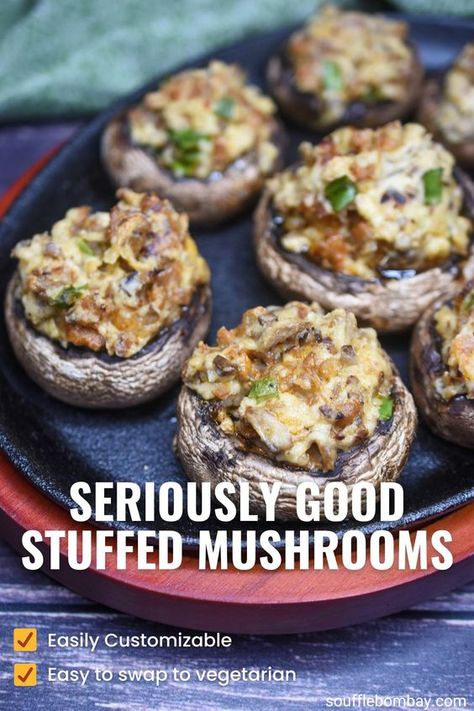 So good & easy. Stuffed Mushrooms with Cream Cheese and sausage can be adjusted to Vegetarian Stuffed Mushrooms too. Delicious either way!! Cheese Logs, Sausage Stuffed Mushrooms, Mushroom Appetizers, Cheese Stuffed Mushrooms, Holiday Appetizers Easy, Motherhood Lifestyle, Stuffed Mushroom, Spicy Sausage, Party Appetizers