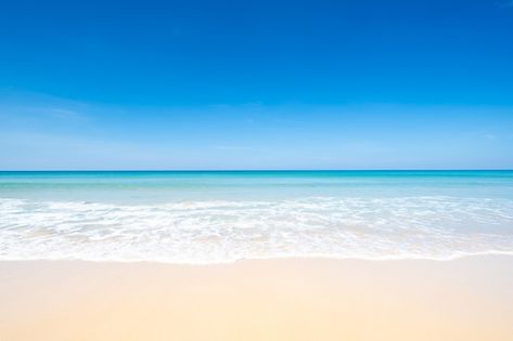 Beautiful beach sea and blue sky clear b... | Premium Photo #Freepik #photo #sea-landscape #sea-shore #seascape #beach-water Beach Backgrounds For Editing Landscape, Sea Reference, The Sea Background, Photo Sea, Sky And Sea, Landscape Sea, Water Background, Sea Landscape, Background Images For Editing