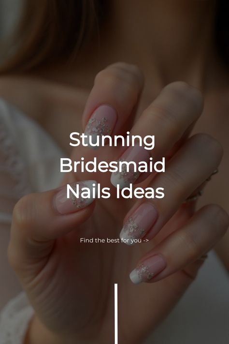 Stunning Bridesmaid Nails Ideas Simple Wedding Nails Bridesmaid Acrylic, Wedding Day Nails For Bridesmaids, Almond Bridesmaid Nails, Wedding Nail Art Design Bridesmaid, Bridesmaid Manicure, Gel Nails Art Designs, Gel Nails Art, Bridesmaid Nails, Simple Wedding Nails