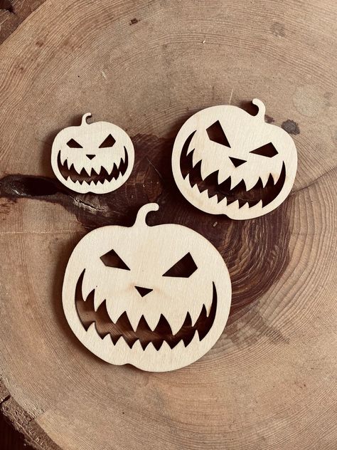 10x Wooden Halloween Lanterns / Pumpkin Shapes from 40mm Wide | Halloween Decor | 3mm Thick Laser Cut Plywood Blanks | Craft Shapes Pumpkin Shapes, Halloween Pumpkin Jack O Lantern, Pumpkin Jack O Lantern, Poplar Plywood, Laser Cut Plywood, Laser Cut Wood Earrings, Laser Cut Wood Crafts, Halloween Lanterns, Pumpkin Jack