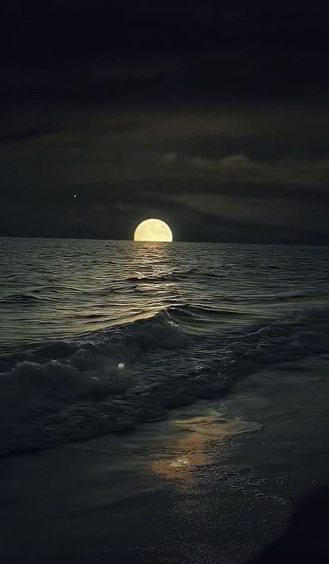 Moon And Ocean Aesthetic, Jesse Aesthetic, Moon At The Beach, Moonlight Pictures, Nature Edits, Sea At Night, Moon Lighting, Spooky Halloween Pictures, Ka Bah