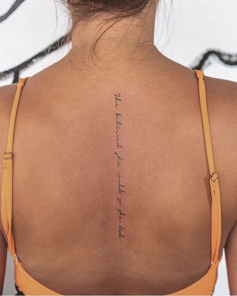 Back tattoo | Hidden tattoos, Elegant tattoos, Classy tattoos for women Tattoos Spine, Classy Tattoos For Women, Small Back Tattoos, Hidden Tattoos, Writing Tattoos, Petite Tattoos, Spine Tattoos For Women, Classy Tattoos, Spine Tattoo