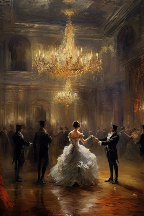 Classy Painting Ideas, Old Paintings Aesthetic Dark, Ballroom Drawing, Ballroom Wallpaper, Dark Ballroom, Ballroom Dance Aesthetic, Fantasy Ballroom, 90s Painting, Victorian Ballroom