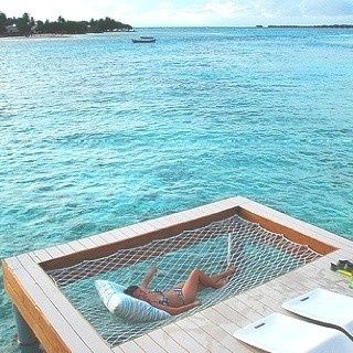 Dock hammock, lake house. This is so perfect... But even better if it was a trampoline!                                                                                                                                                     More Dock Hammock, Water Hammock, Lake Dock, Casa Country, The Deck, My New Room, My Dream Home, Future House, Maldives