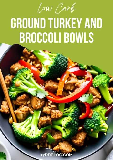 Low Carb Ground Turkey and Broccoli Bowls are family friendly, easy to make and use simple ingredients Ground Turkey Broccoli Cauliflower Recipes, Turkey Low Calorie Recipes, Healthy Ground Turkey Skillet Recipes, Cauliflower Ground Turkey Recipes, Ground Turkey Recipes Keto Low Carb, Ground Turkey And Broccoli Recipes Keto, Turkey Broccoli Stir Fry, Lean Meat And Veggie Dinners, Ground Turkey Low Cholesterol Recipes