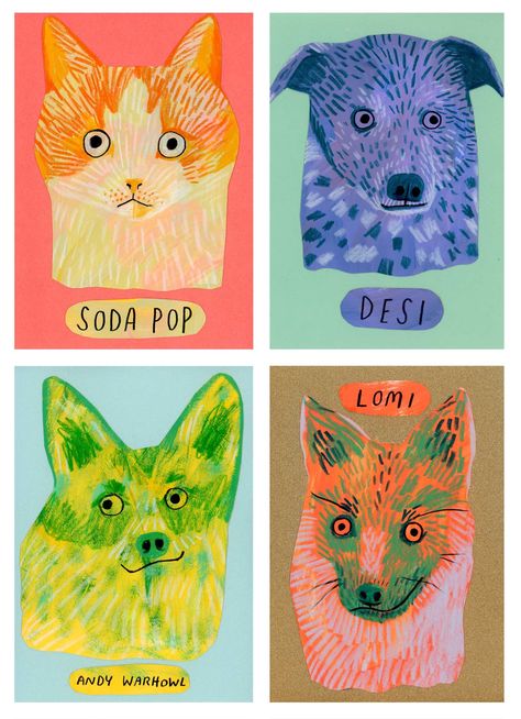 Reference Images For Drawing, Stylized Pet Portrait, Unique Pet Portraits, Colorful Dog Portraits, Pet Portraits Illustration, Artist Packaging, Pet Pop Art, Dog Illustration Art, Dog Portraits Illustration