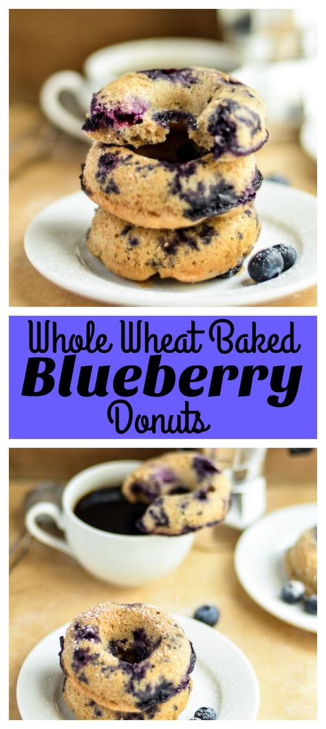 Whole Wheat Baked Blueberry Donuts Recipes - a healthier version that your family will ask for over and over again for breakfast! Blueberry Doughnuts, Donuts Recipes, Tasty Sweets, Blueberry Donuts, Mug Of Coffee, Baked Donut Recipes, Amazing Breakfast, Donuts Recipe, Amazing Desserts