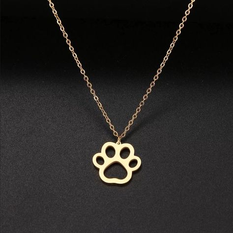 Cat Paw Necklace, Cat Footprint, Animal Footprints, Engagement Necklaces, Band Necklace, Color Dorado, Metal Necklaces, Stainless Steel Necklace, Steel Jewelry