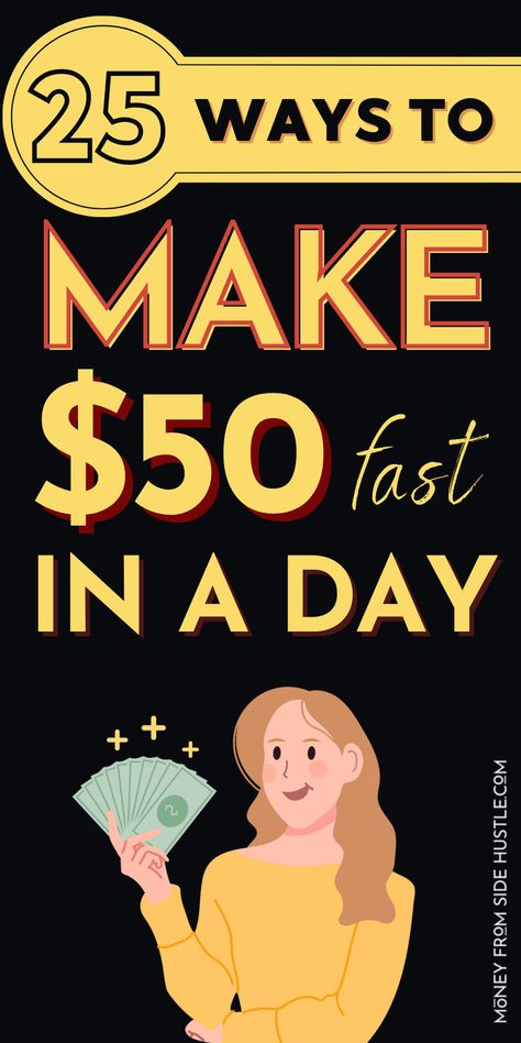 Best Ways To Make $50 Fast In A Day Job Marketing, Amazon Jobs, Work At Home Jobs, 50 Dollars, At Home Jobs, Make Quick Money, Earn Money Online Fast, Ways To Get Money, Etsy Marketing